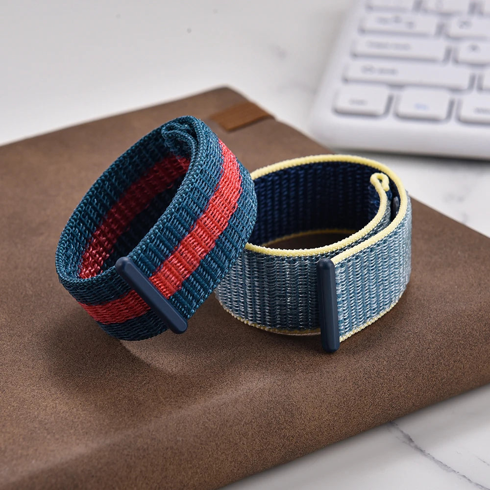 2026 Colorful Elastic Hook Loop Nylon Watch Strap Lightweight Adjustable Breathable Replacement Band 20mm/22mm