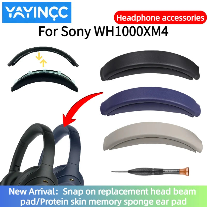Replacement Easy to install Snap on Headbeam cushion/Protein skin memory sponge ear pad For Sony WH-1000XM4 Headset repair parts