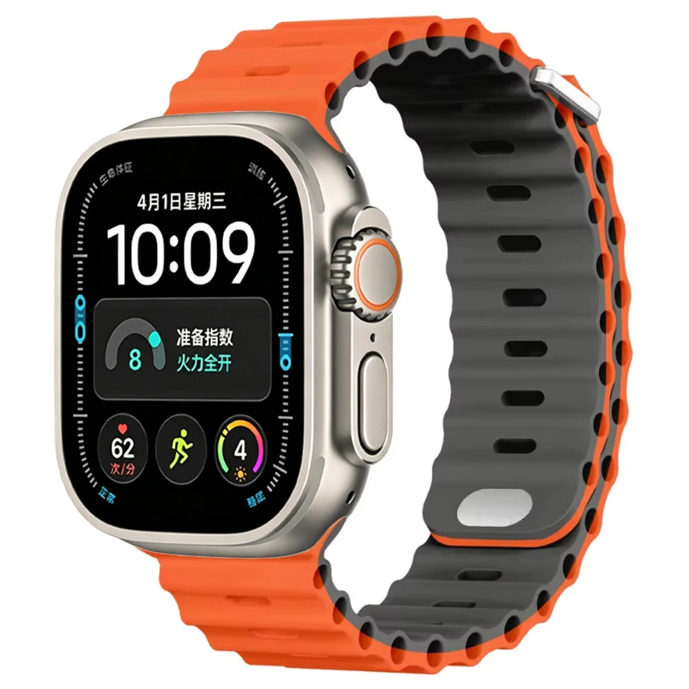 Ocean Silicone strap For Apple Watch Ultra 4 3 2 1 Band 49mm 12 11 10 9 8 7 46mm 45mm 41mm band iWatch 6 5 4 SE3 44mm 40mm 42mm