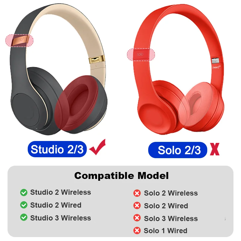 KUTOU Earpads For Beats Studio 3 3.0 Ear Pads Studio3 Headphone Replacement Pads Studio2 Ear Cushions Earpads Headset Foam Pad