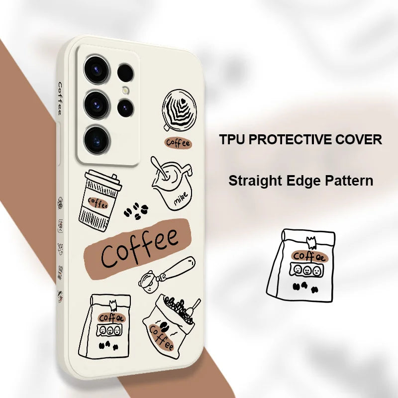 Coffee Beans Phone Case For Samsung Galaxy S25 S24 S23 S22 S21 S20 S10 S10E Ultra Plus FE Note 20 Ultra Plus Cover