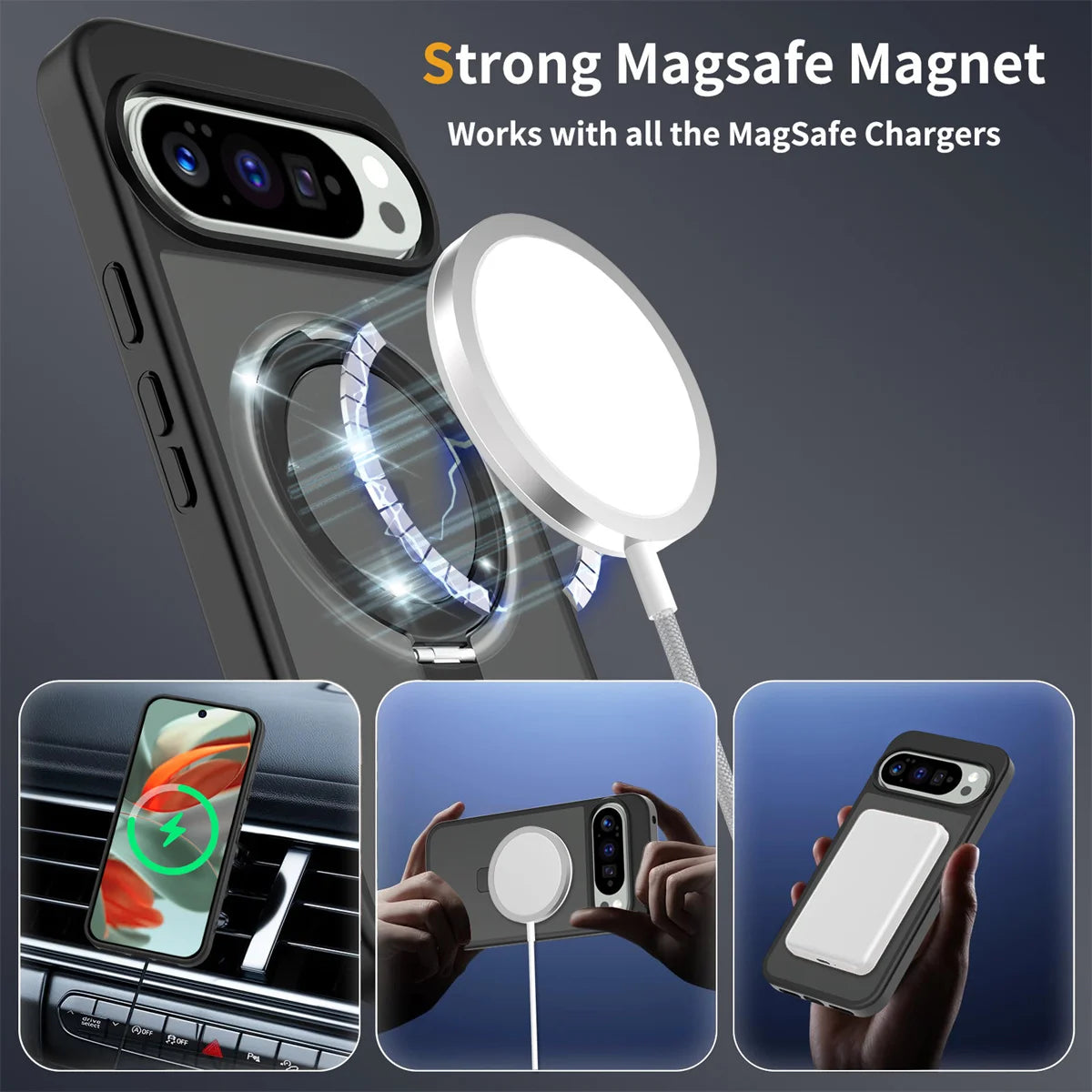 Magnetic Wireless Charging Phone Case for Google Pixel 10 Pro XL Pixel 10 9 Pro for Magsafe Ring Bracket Shockproof Cover Funda