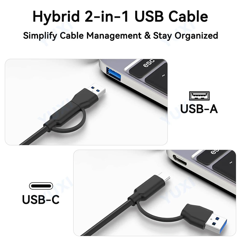 7 in 1 USB 3.2 Gen 2 HUB Powered USB 3.2 Splitter 10Gbps USB A Type C HUB Individual Switch Multiport RGB Expander For Laptop PC