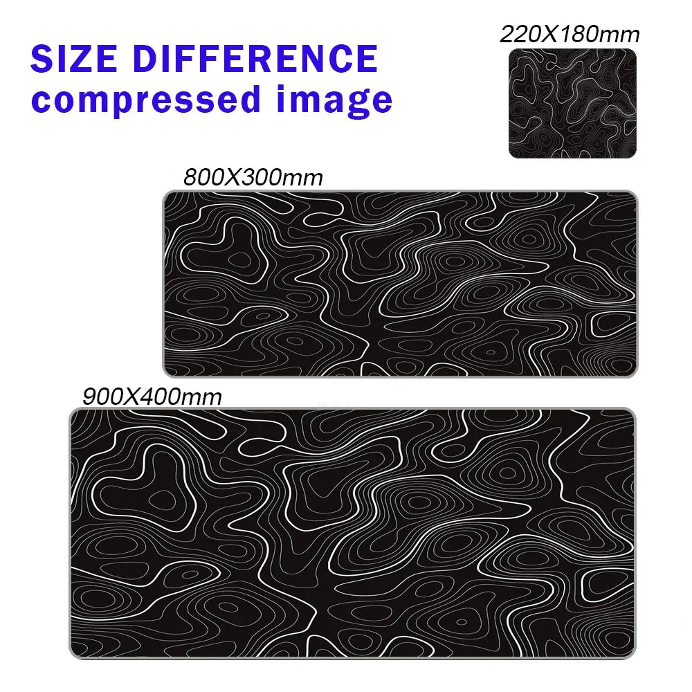 Line Liquid Mouse Pad Gaming Accessories Topographic Table Mat Marble Black Carpet Gray 100x50cm Custom Pc MousePad Desk Mat