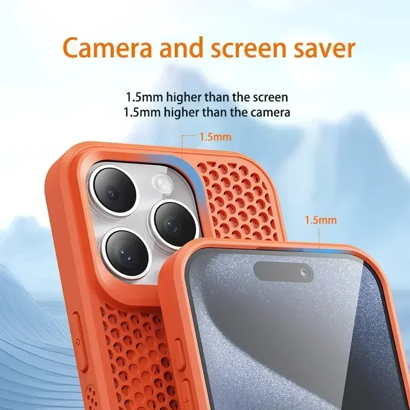 Cooling Heat Dissipation Phone Case For iPhone 17 16 15 14 13 12 11 Pro Max Plus Breathable Hard Back Magnetic Cover For Magsafe