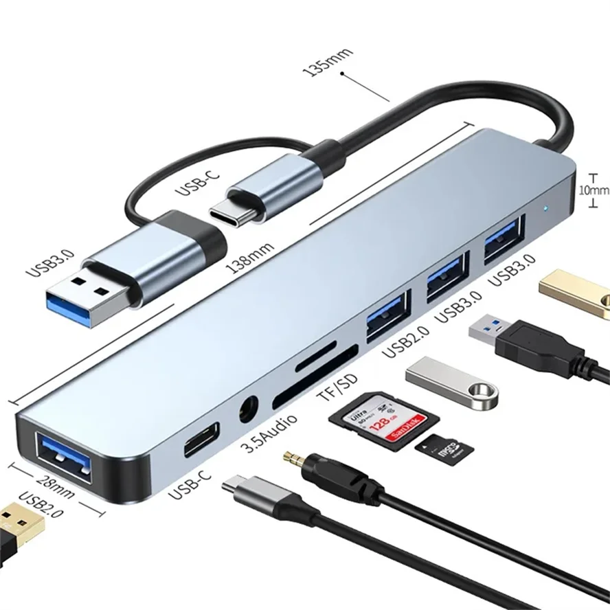 11-in-1 4K USB C 3.0 HUB Type C to HDMI-compatible USB 3.0 Adapter Type C HUB Dock PD 87W USB-C Splitter for MacBook Pro Air