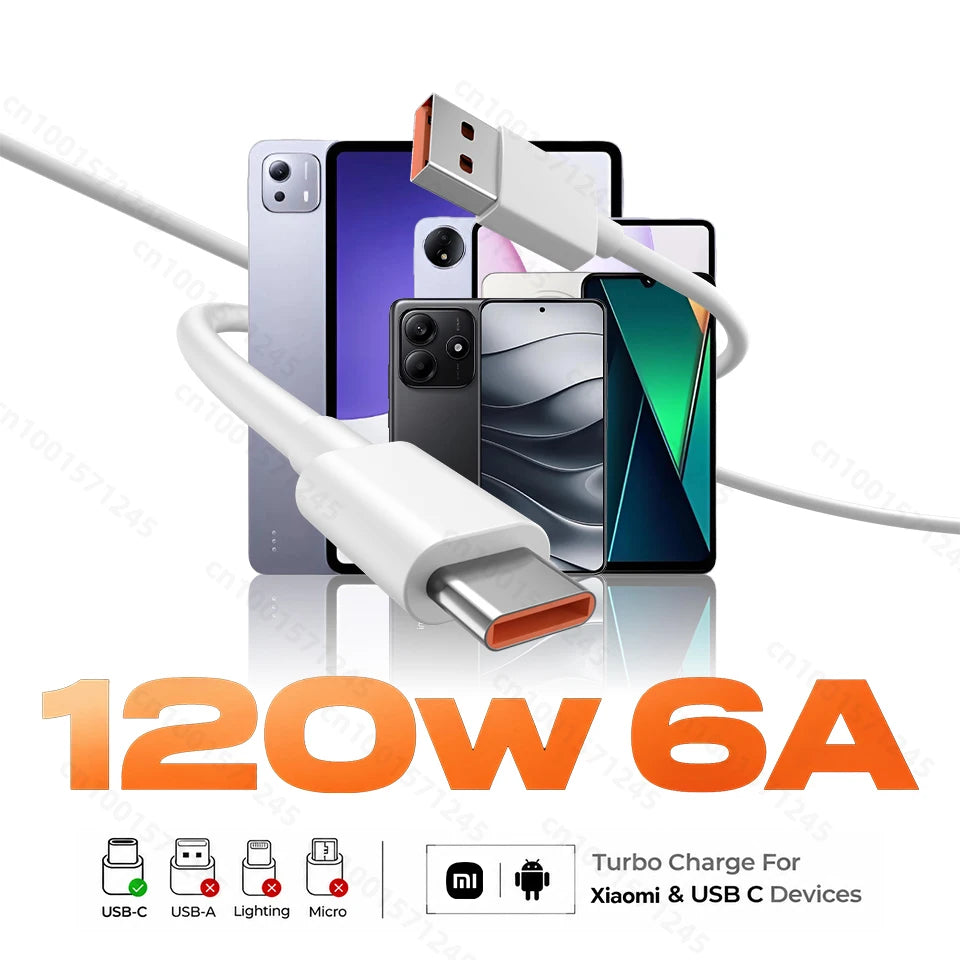 XIAOMI Original Usb Type C Cable 120W 100W 90W 67W 45W Turbo Fast Charger Mi 17 15 14 13 12 T Pro Ultra Poco F8 X8 X7 Redmi Note