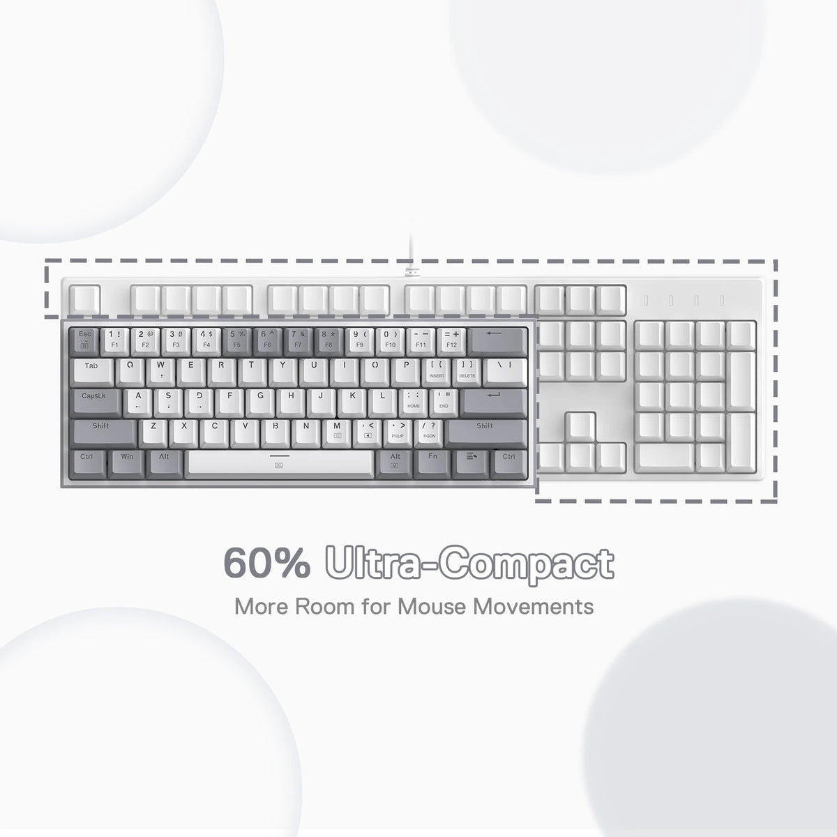 Redragon K617 Fizz 60% Wired RGB Gaming Keyboard, 61 Keys Hot-Swap Compact Mechanical Keyboard Red Switch