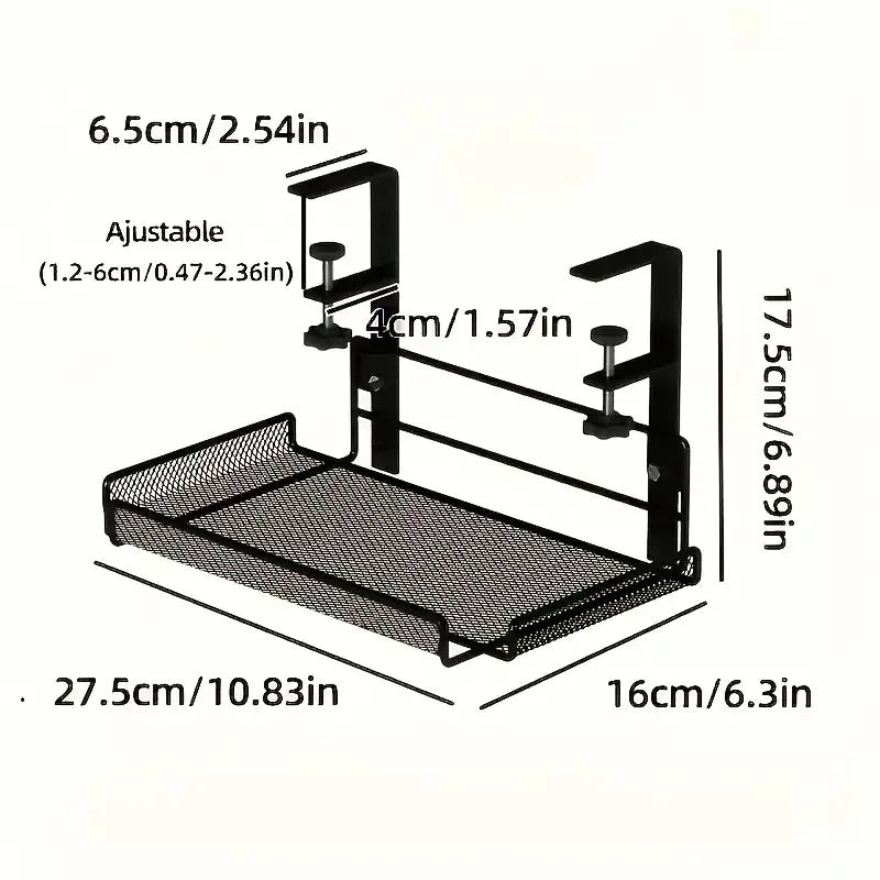 Under Desk Cable Management Tray with Storage Rack - Punch-Free, Suitable for Home Office Desktop Organization, Multi-Function
