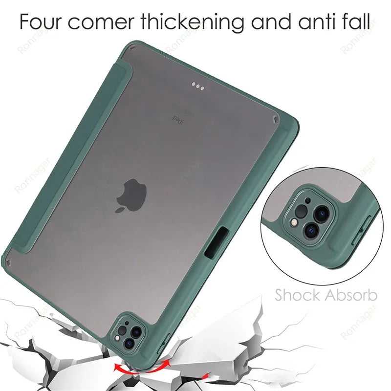 With Pencil Holder Case for IPad A16 Air11 M2 M3 2025 2024 iPad Air5 Air4 Gen IPad Pro11 M4 M2 10th 9th 8 7 10.2'' Air3 10.5 9.7