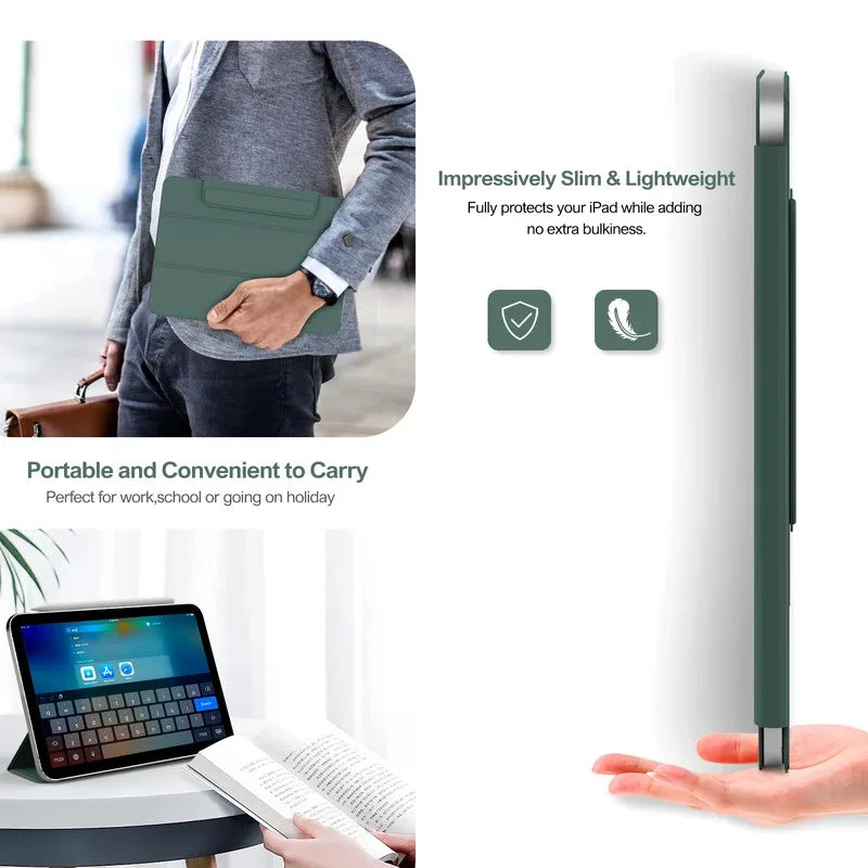 For 2025 iPad11 A16 10 10.9 2022 Pro 11 12.9 Inch Magnetic Case iPad Air4 5 10.9 Mini 6 8.3 Inch With Magnetic Detachable Cover
