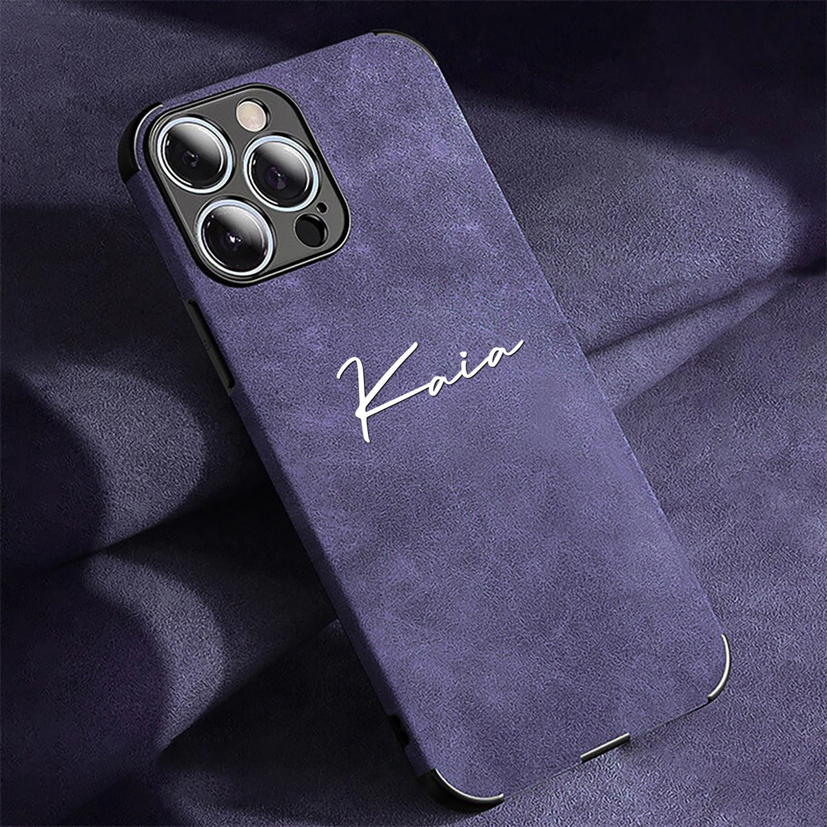 Custom Name Full-cover Phone Case for iphone 18 17 16 15 14 13 12 11 Pro Max Plus Lamskin Leather Soft Shockproof Cover