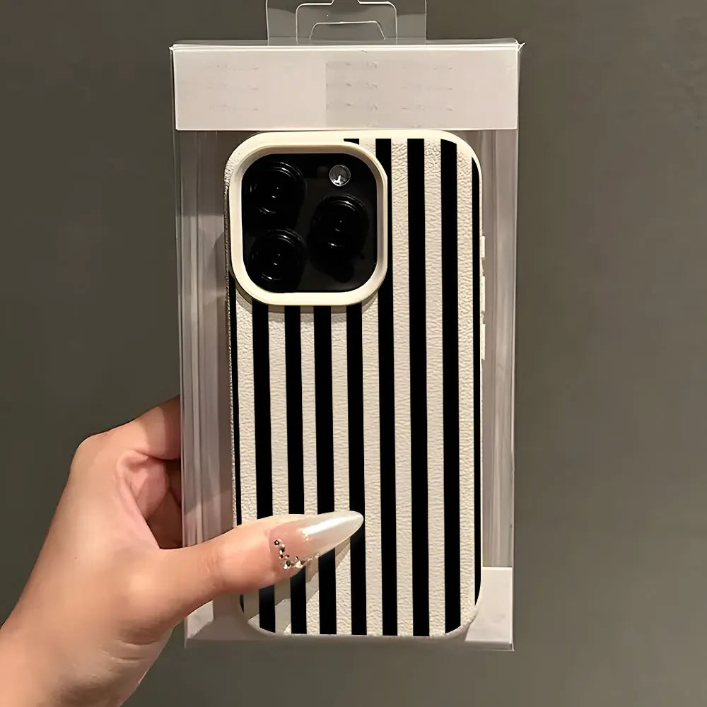 Colorful Stripe Pattern Lychee Soft Phone Case For iPhone 17 16 15 14 13 12 11 Pro Max 15 Plus 17 Air X Xs XR Silicone Cover