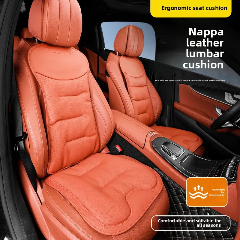Universal Perforated Nappa Leather Car Seat Cover Luxury Sedan SUV Breathable Comfortable Cloud Cotton Cushions Car Seat Cover
