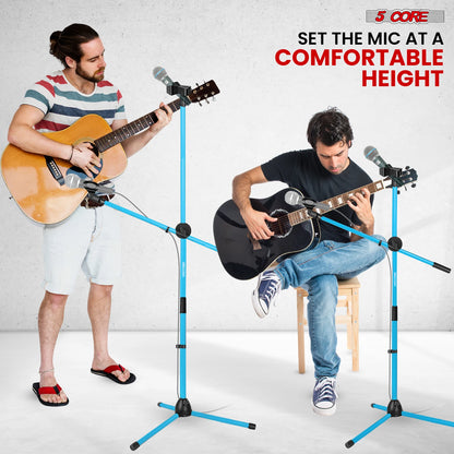 5 Core Mic Stand 2Pcs Floor Height Adjustable Tripod Microphone Stands w Telescoping Boom Arm