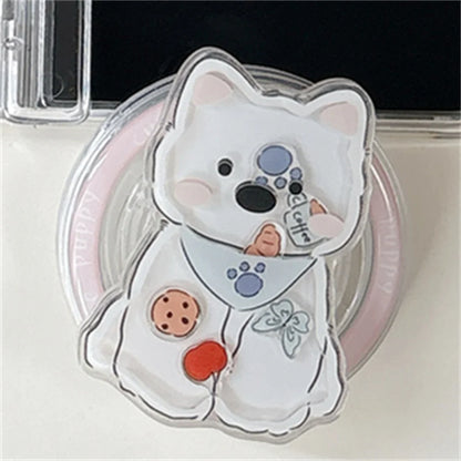 Korean Cute Puppy Magnetic Phone Case For iPhone Duo Cover With Magsafe Stand Anti‑Fall Protective Cases For Iphone Duo Cases