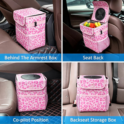 Car Trash Can with Lid, Leakproof Collapsible Car Garbage Bin, Portable Automotive Truck Storage Organizer Bag, Multifunctional