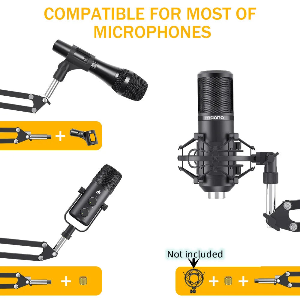 MAONO BA20 Microphone Suspension Boom Scissor Arm Stand for Professional Podcast Streaming Youtube Microfone