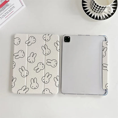 INS Cute Full Screen Simple Miffy Rabbit Suitable for iPad A16 2024 11 inch, 2025 Air 5/4, 10.9-inch iPad 10, 9.7 inch, 10.2/10.