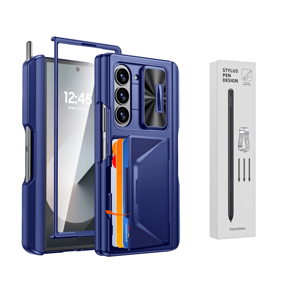 For Galaxy Z Fold 6,Goddess Day gift Back Card Pack,Integrated Pen Slot,Full Coverage 9H Protective Film,Shockproof Phone Case