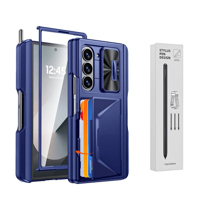 For Galaxy Z Fold 6,Goddess Day gift Back Card Pack,Integrated Pen Slot,Full Coverage 9H Protective Film,Shockproof Phone Case
