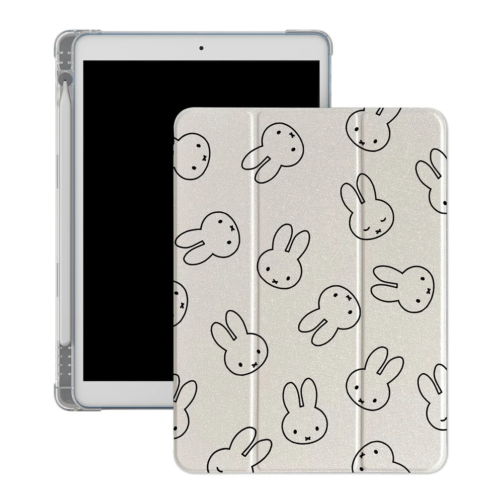 INS Cute Full Screen Simple Miffy Rabbit Suitable for iPad A16 2024 11 inch, 2025 Air 5/4, 10.9-inch iPad 10, 9.7 inch, 10.2/10.