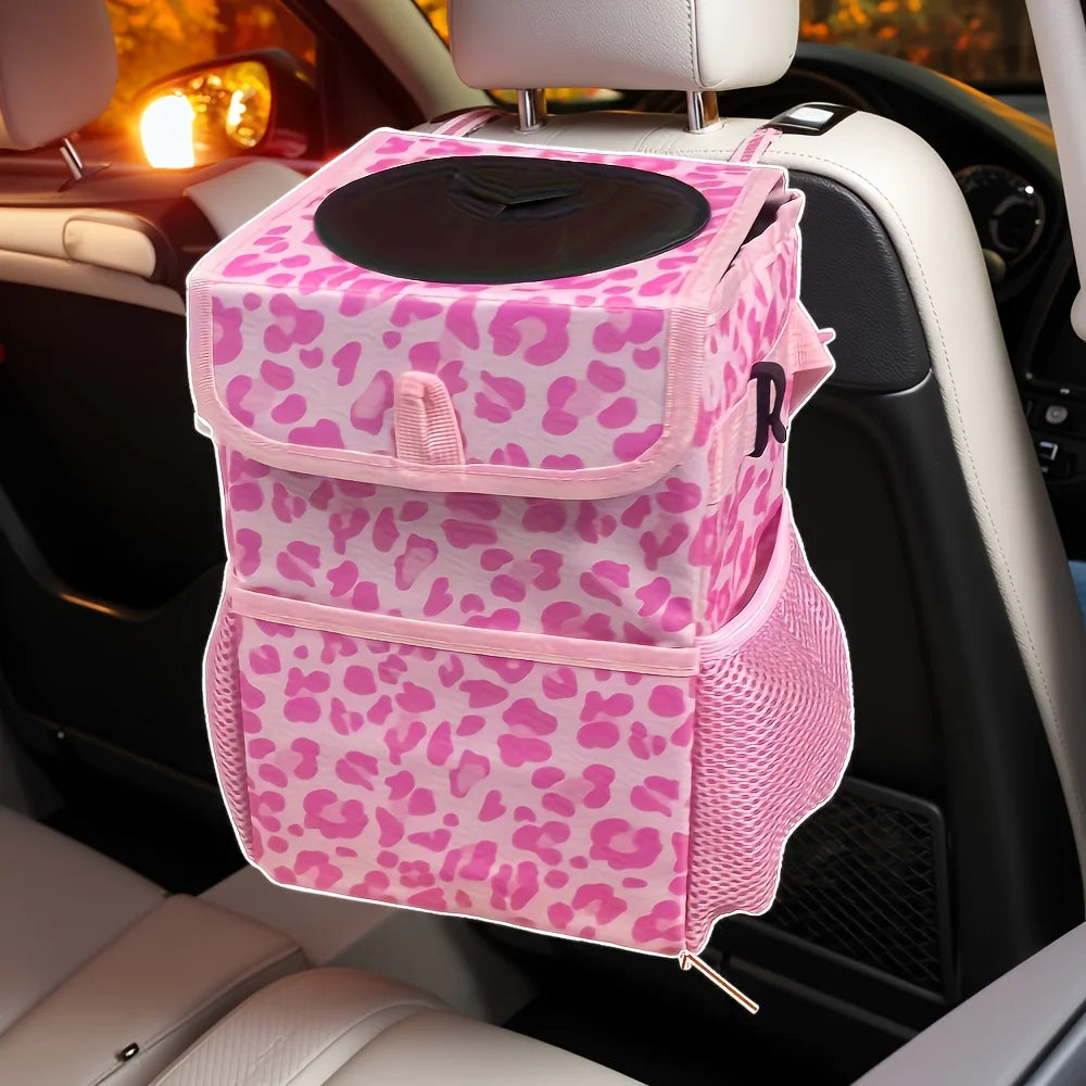 Car Trash Can with Lid, Leakproof Collapsible Car Garbage Bin, Portable Automotive Truck Storage Organizer Bag, Multifunctional