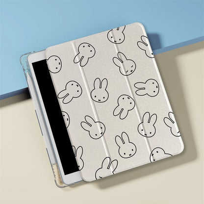 INS Cute Full Screen Simple Miffy Rabbit Suitable for iPad A16 2024 11 inch, 2025 Air 5/4, 10.9-inch iPad 10, 9.7 inch, 10.2/10.