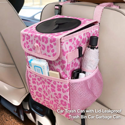 Car Trash Can with Lid, Leakproof Collapsible Car Garbage Bin, Portable Automotive Truck Storage Organizer Bag, Multifunctional