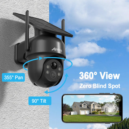 ANRAN 5MP Solar Surveillance Camera Wifi Security Camera Outdoor Wireless Flash Spotlight IP66 Waterproof Smooth Two Way Audio