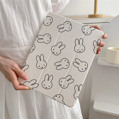 INS Cute Full Screen Simple Miffy Rabbit Suitable for iPad A16 2024 11 inch, 2025 Air 5/4, 10.9-inch iPad 10, 9.7 inch, 10.2/10.