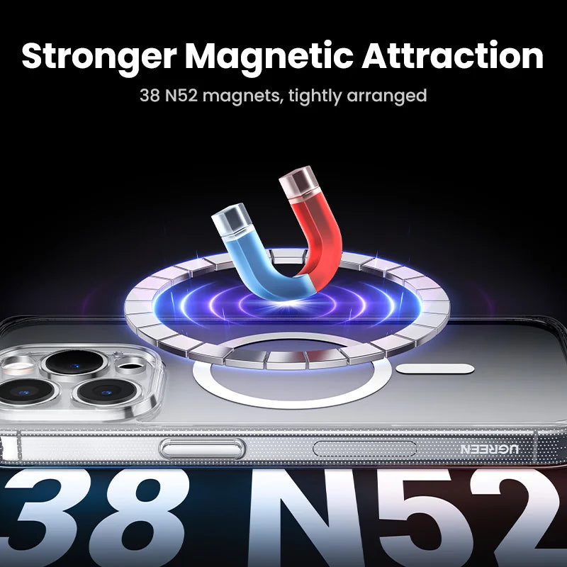 UGREEN Magnetic Case for iPhone 17 16 15 14 13 Pro Max Case Shockproof Cover for iPhone 16 Pro Max Plus 16pro Macsafe TPU Cases