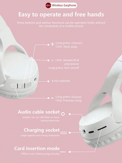 Wireless Over-Ear Headphones, Foldable Stereo, Jerry 5.3, Long Battery Life, Intelligent Noise Cancellation for Gaming Headphone