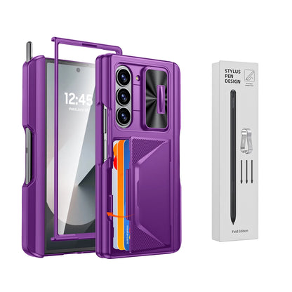For Galaxy Z Fold 6,Goddess Day gift Back Card Pack,Integrated Pen Slot,Full Coverage 9H Protective Film,Shockproof Phone Case