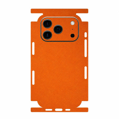 Full Wrap Faux Leather Back Skin for iPhone 17 16 15 14 13 Pro Max Diamond Kevlar Texture Anti Scratch Phone Sticker