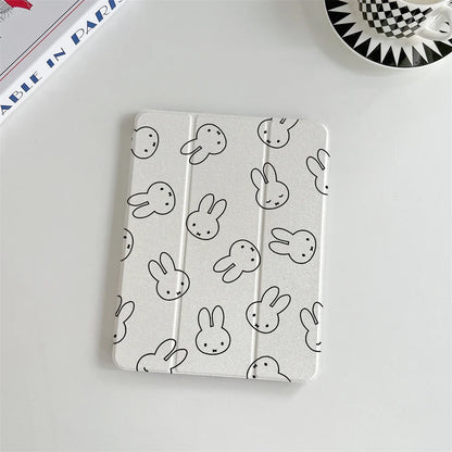 INS Cute Full Screen Simple Miffy Rabbit Suitable for iPad A16 2024 11 inch, 2025 Air 5/4, 10.9-inch iPad 10, 9.7 inch, 10.2/10.