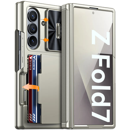 for Galaxy Z Fold 7 Case,RFID Wallet with Cards Holder,Hinge Cover,Camera Cover,Shockproof Silicone Protective Phone Case-Black