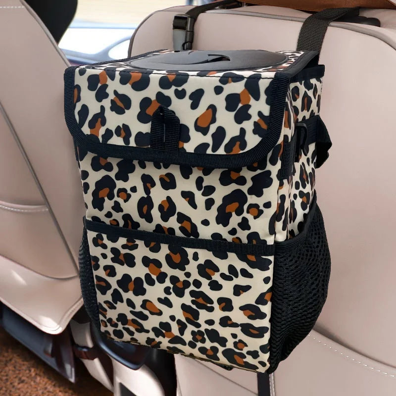 Car Trash Can with Lid, Leakproof Collapsible Car Garbage Bin, Portable Automotive Truck Storage Organizer Bag, Multifunctional
