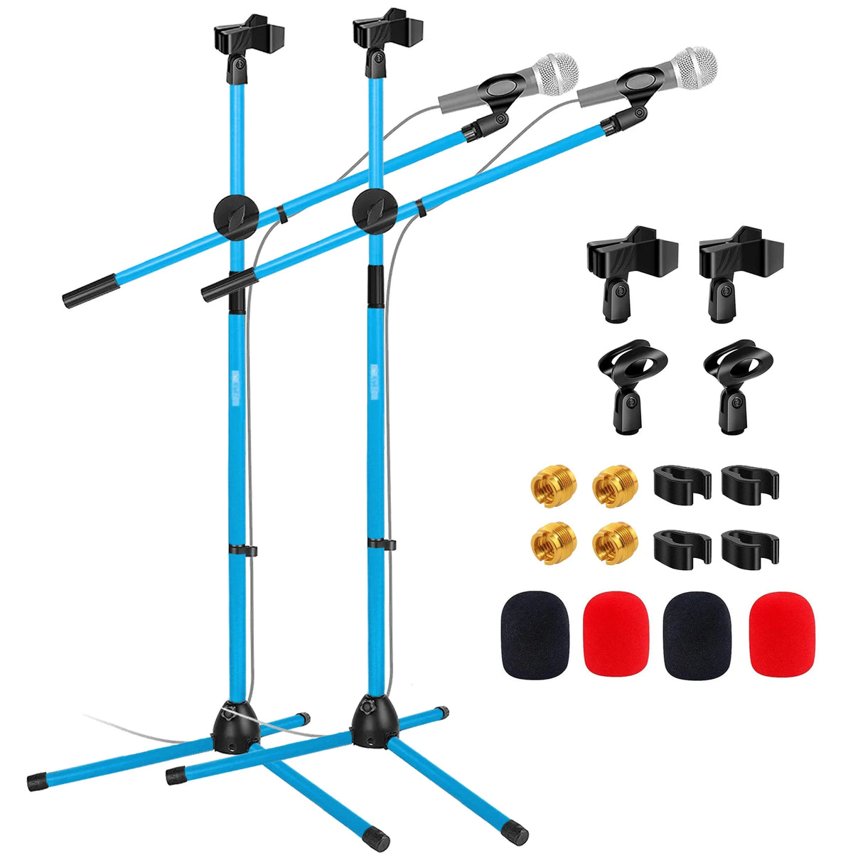 5 Core Mic Stand 2Pcs Floor Height Adjustable Tripod Microphone Stands w Telescoping Boom Arm