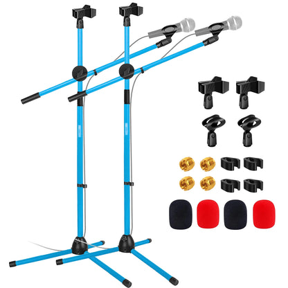 5 Core Mic Stand 2Pcs Floor Height Adjustable Tripod Microphone Stands w Telescoping Boom Arm