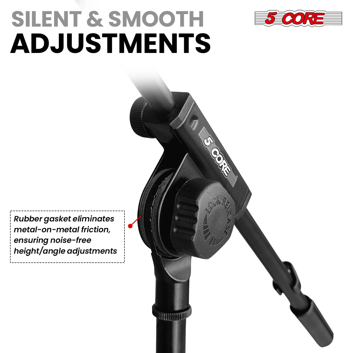 5 Core Mic Stand Adjustable Microphone Stands Floor w 180° Rotating Telescoping Metal Boom Arm TBMS 80 HD