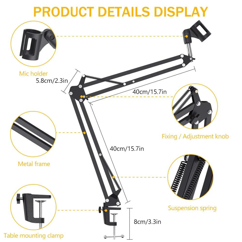 MAONO BA20 Microphone Suspension Boom Scissor Arm Stand for Professional Podcast Streaming Youtube Microfone