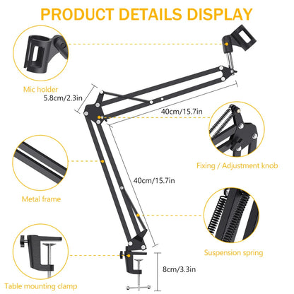 MAONO BA20 Microphone Suspension Boom Scissor Arm Stand for Professional Podcast Streaming Youtube Microfone