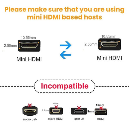 Mini HDMI to Mini HDMI Cable 8K Braided Double Mini HDMI 2.1 Plug Cable for Raspberry Pi Zero Orange PI Zero 2W Portable Monitor