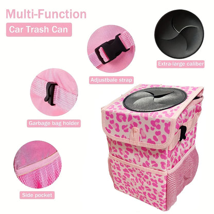 Car Trash Can with Lid, Leakproof Collapsible Car Garbage Bin, Portable Automotive Truck Storage Organizer Bag, Multifunctional