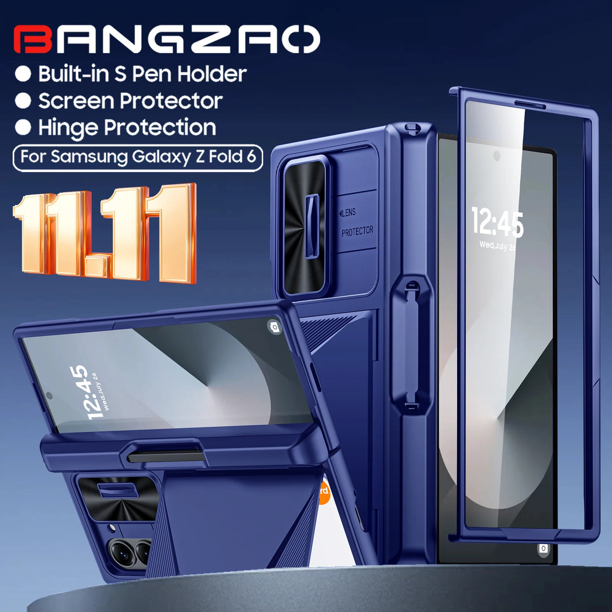 For Galaxy Z Fold 6,Goddess Day gift Back Card Pack,Integrated Pen Slot,Full Coverage 9H Protective Film,Shockproof Phone Case