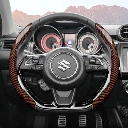 Suitable for Suzuki Sporty Glossy Carbon Fiber Texture Steering Wheel Cover Snap-On Protective Shell Wagon R Swift Ertiga Brezza Baleno Fronx Dzire Spacia Alto Eeco Hustler Grand Vitara S-Cross Ignis Accessories