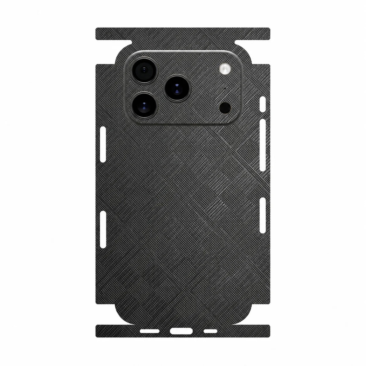 Full Wrap Faux Leather Back Skin for iPhone 17 16 15 14 13 Pro Max Diamond Kevlar Texture Anti Scratch Phone Sticker