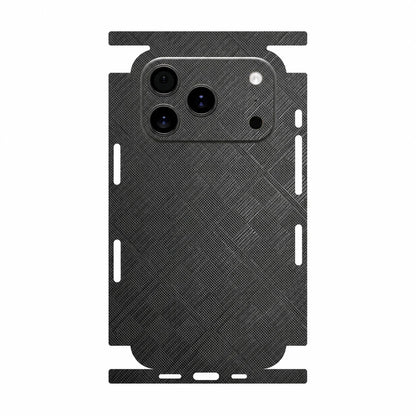 Full Wrap Faux Leather Back Skin for iPhone 17 16 15 14 13 Pro Max Diamond Kevlar Texture Anti Scratch Phone Sticker