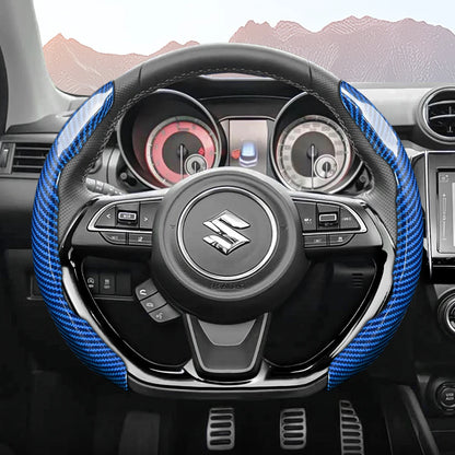 Suitable for Suzuki Sporty Glossy Carbon Fiber Texture Steering Wheel Cover Snap-On Protective Shell Wagon R Swift Ertiga Brezza Baleno Fronx Dzire Spacia Alto Eeco Hustler Grand Vitara S-Cross Ignis Accessories